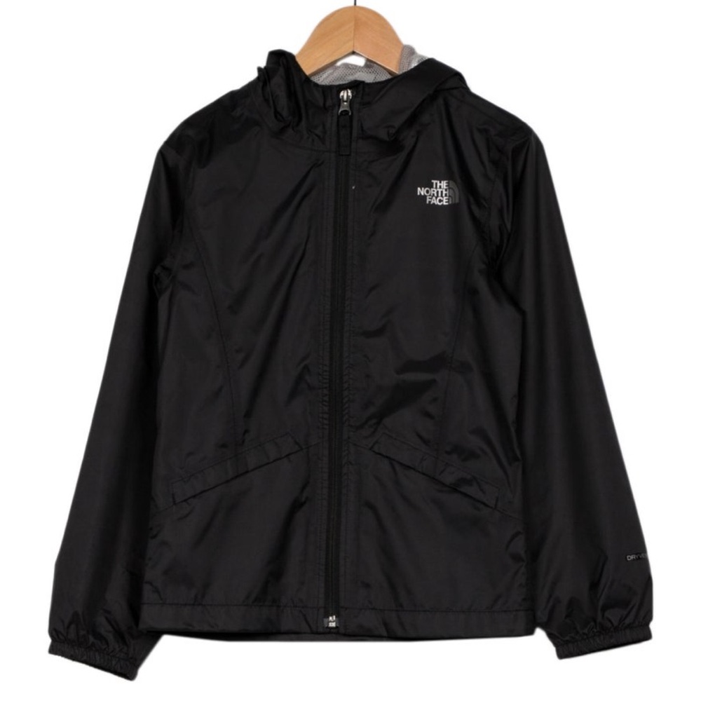 The North Face Kids Girls Boys Hooded Rain Shell Jacket Windbreaker Black 7